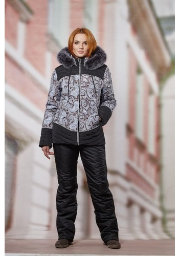 Куртка зимняя женская  "Графика" с натуральным мехом